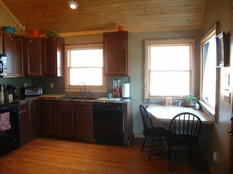 Kitchen with built-in table.  Has a nice view.  Breakfast for two, anyone?
