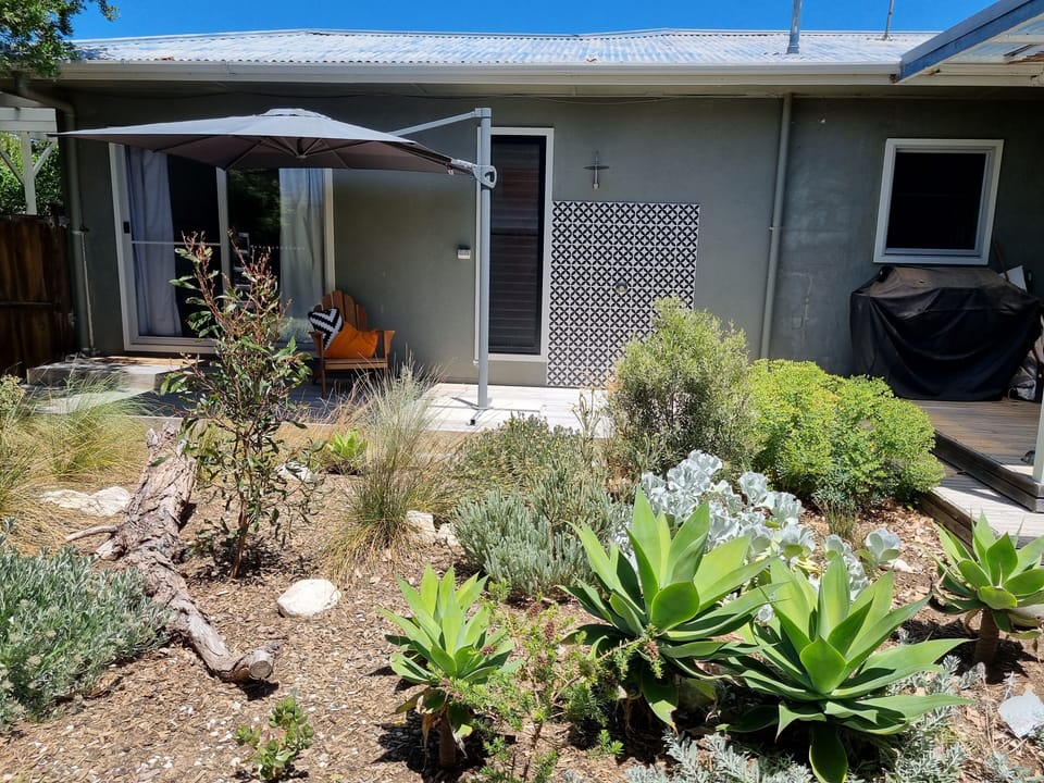 Back garden with outdoor shower