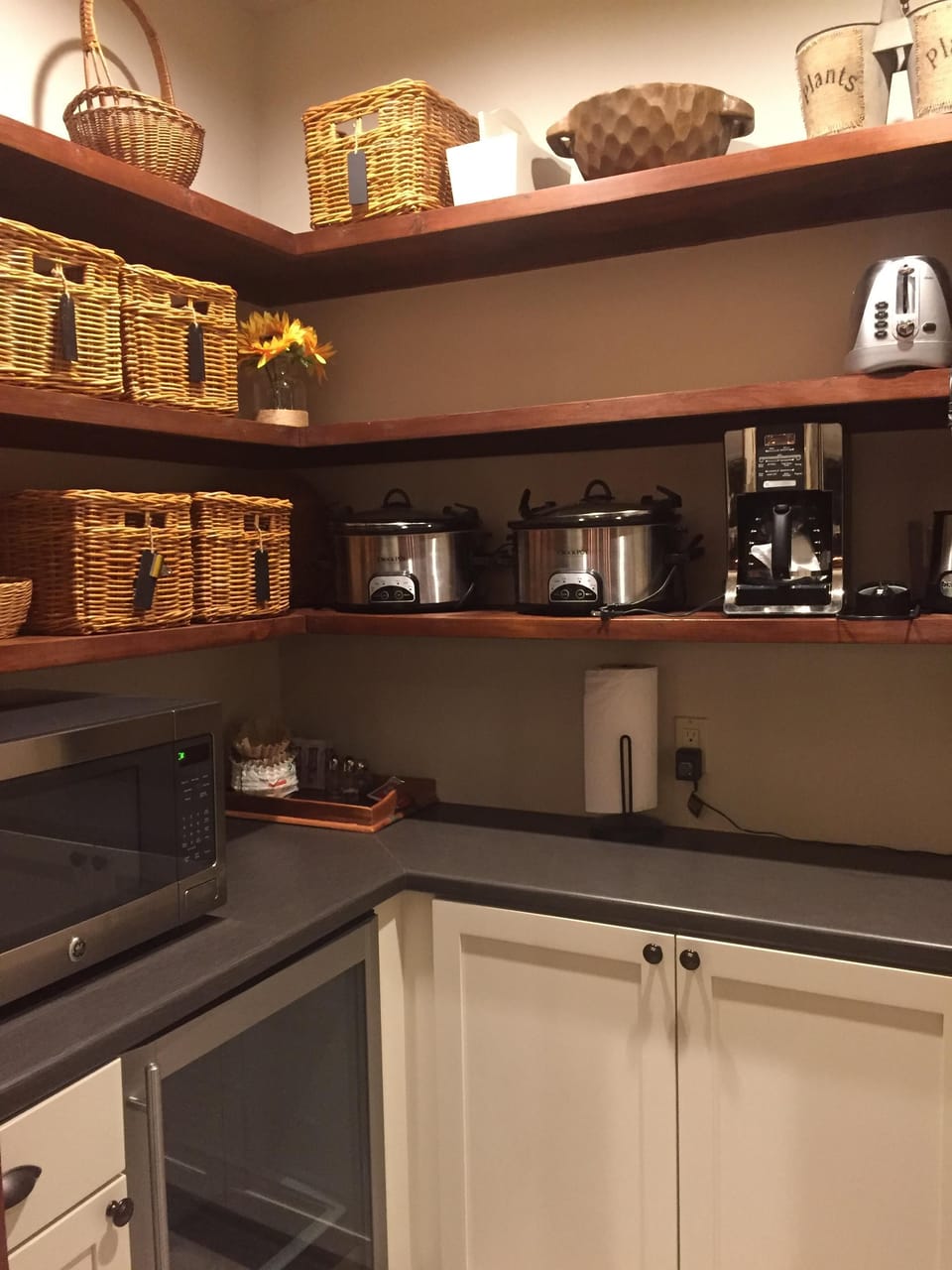 Pantry with beverage cooler, microwave and plenty of room for groceries