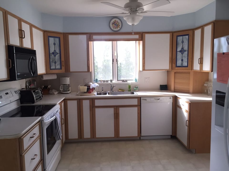 well stocked modern kitchen with all appliances and huge fridge