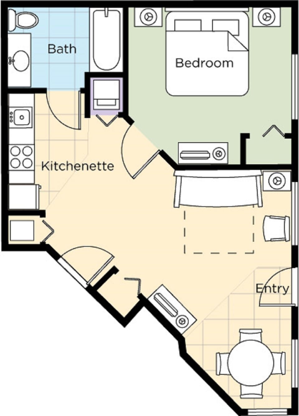One bedroom suite floor plan