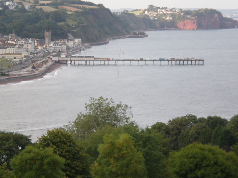 Teignmouth  pier and
exposed train line