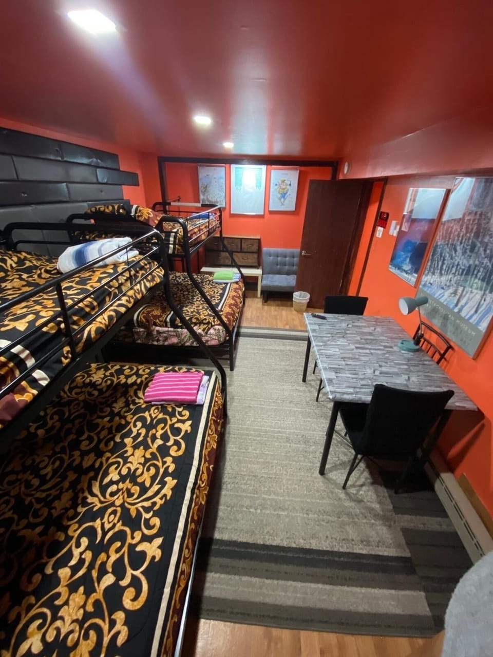 Basement sleeping arrangement - 4 beds for children