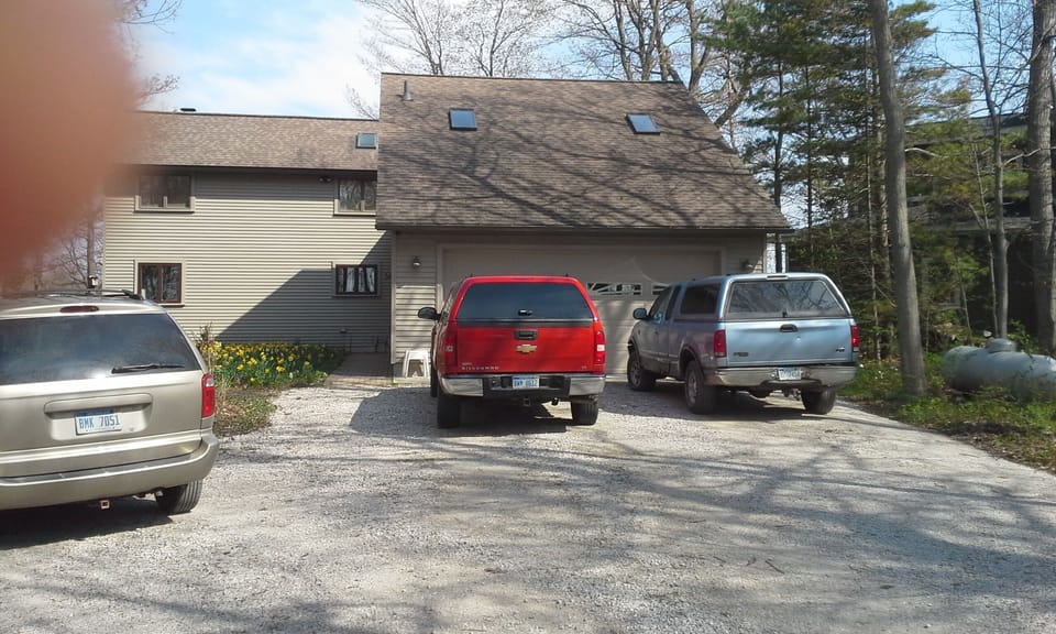 Close parking. Your spot is where the red truck is parked!