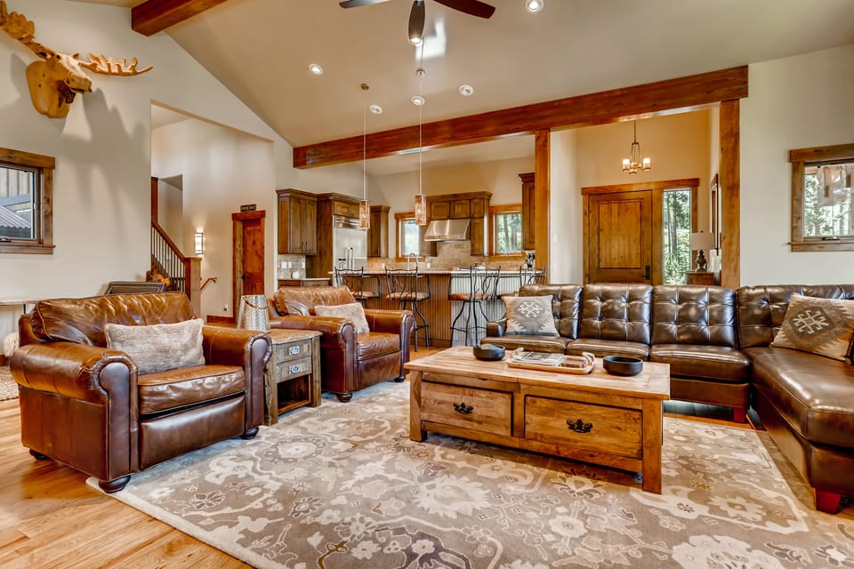 Living room, kitchen, front door