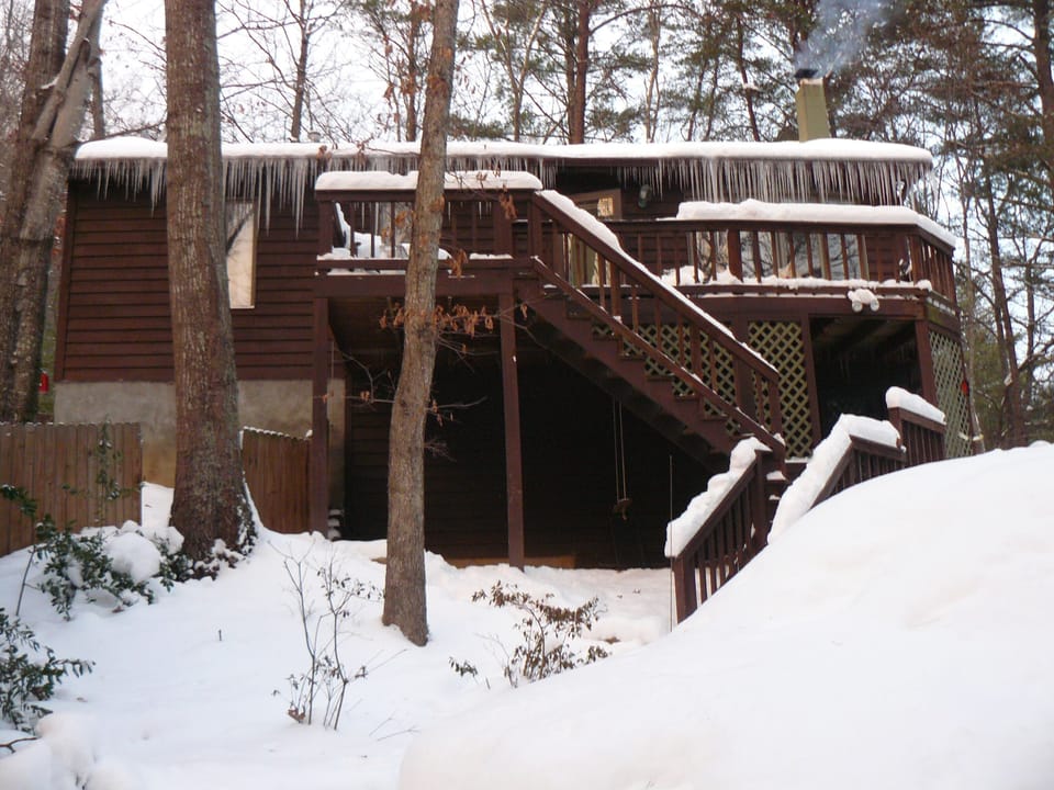 front of house in winter