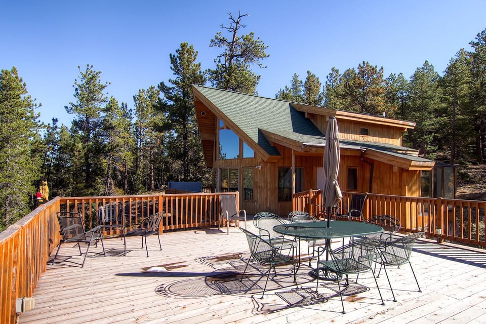 Huge views from inside or outside on massive deck with outdoor hot tub. 