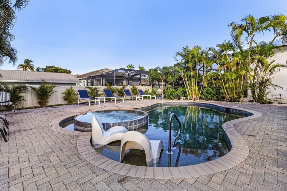 Private backyard pool area