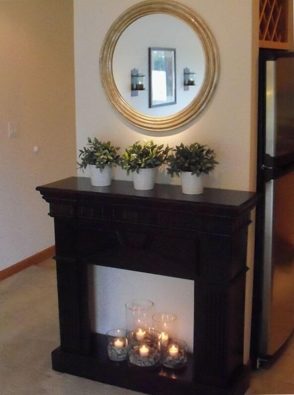 Faux Fireplace..Warm and Cozy..
