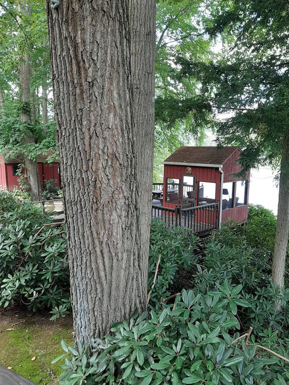 view from upper deck of gazebo and lower deck