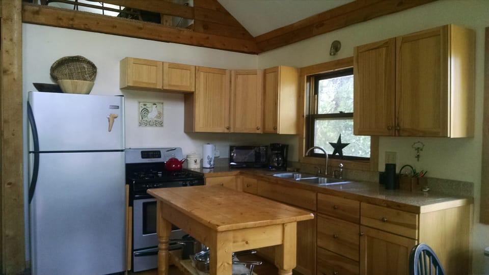 Stainless steel appliances and everything you need to cook a gourmet meal.