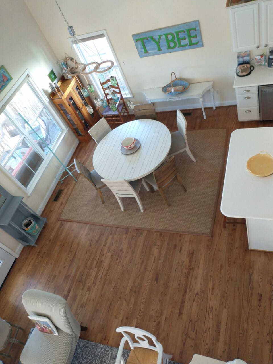 view of dining area from Primary suite  stairway