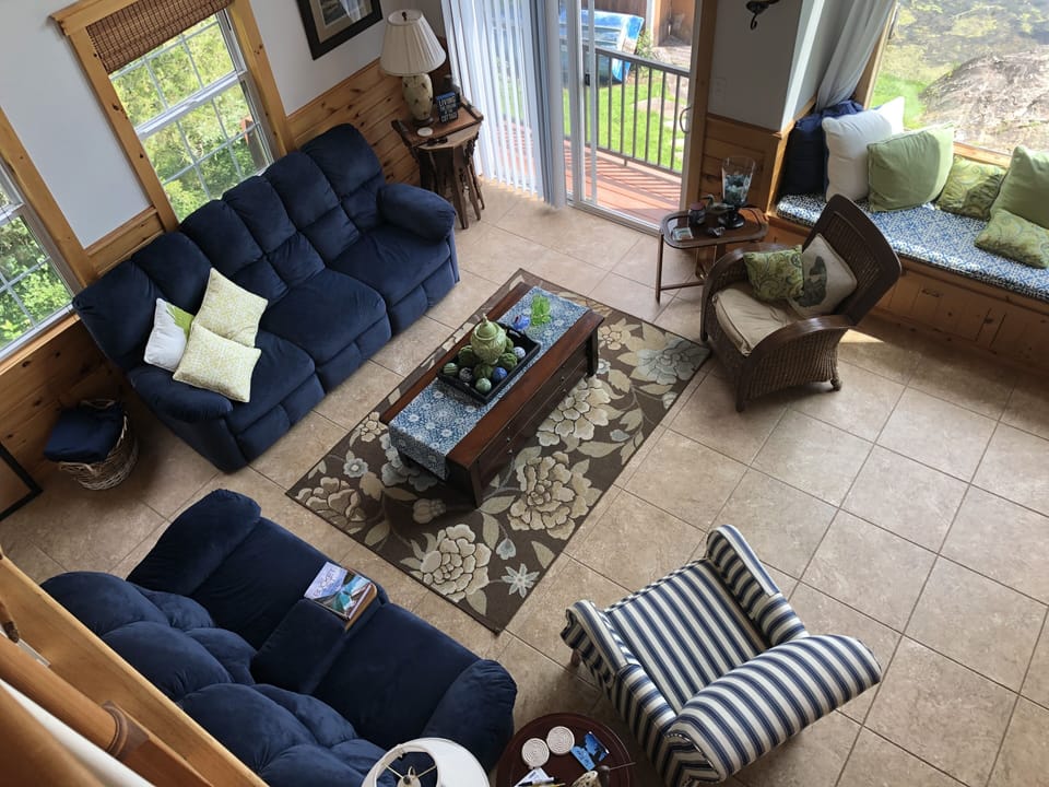 View of living room from loft
