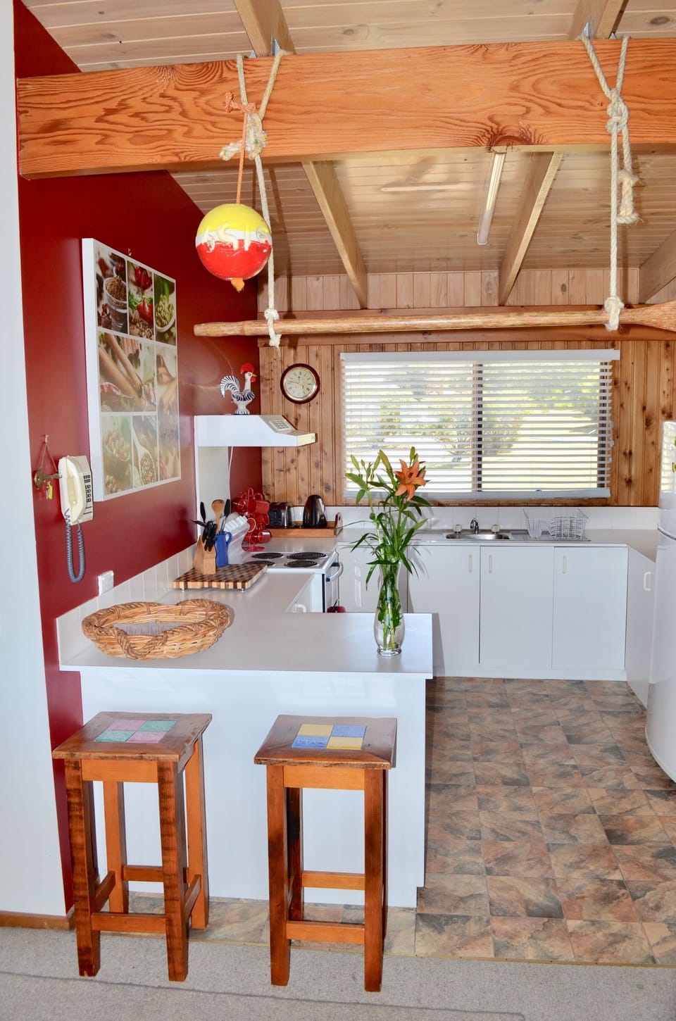 Fully equipped kitchen sea views and backyard views