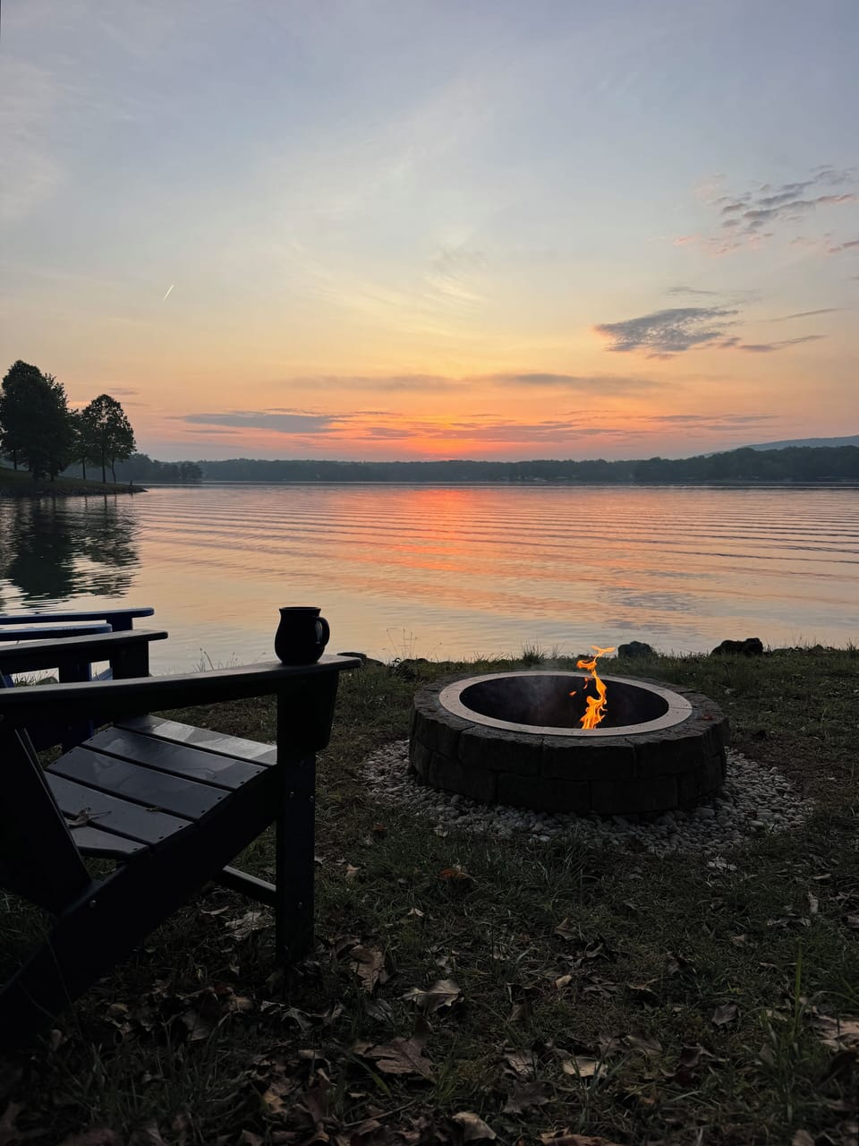 Morning coffee with a gorgeous sunrise by the fire pit