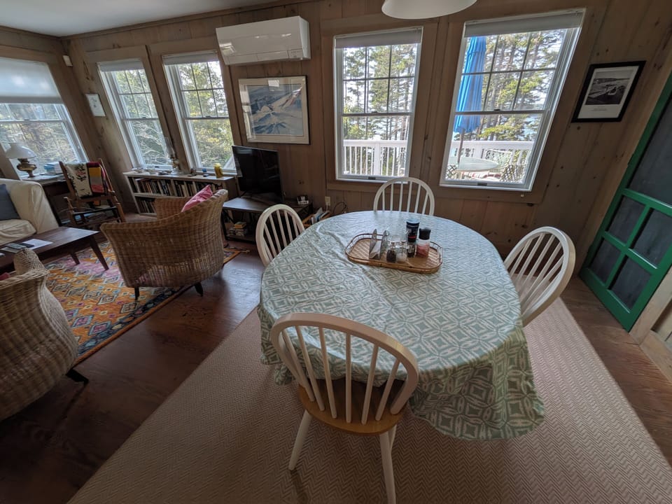Dining area with view of the back deck