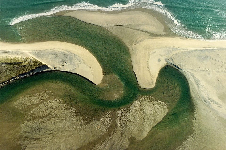 Aerial view of Long point Beach / Tisbury great pond