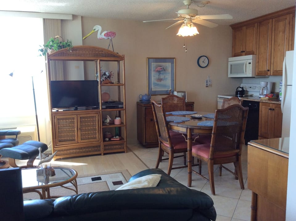 View of living area with flat screen TV