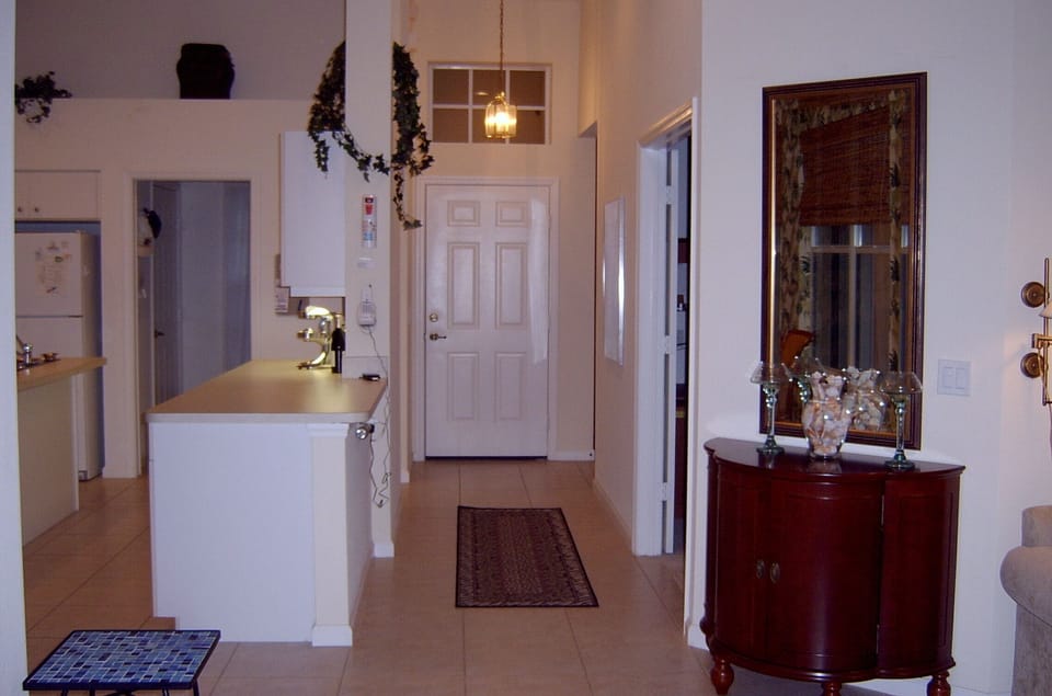 Front door and hallway open in to living room