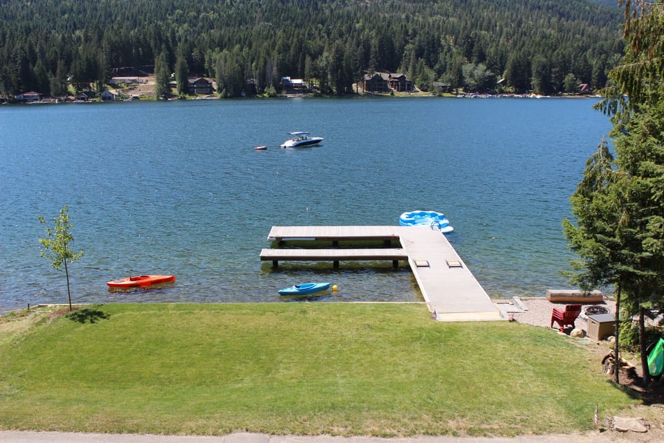 Large dock! (Fire pit area to right has been converted to a covered pergola.)