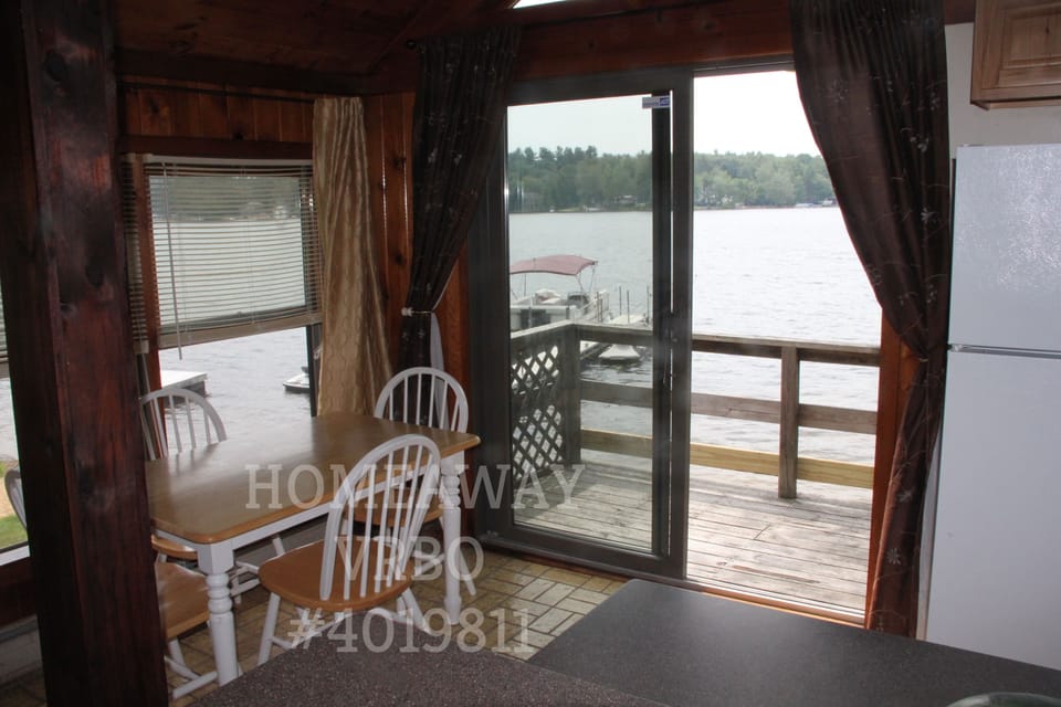 Kitchenette with deck off of it....