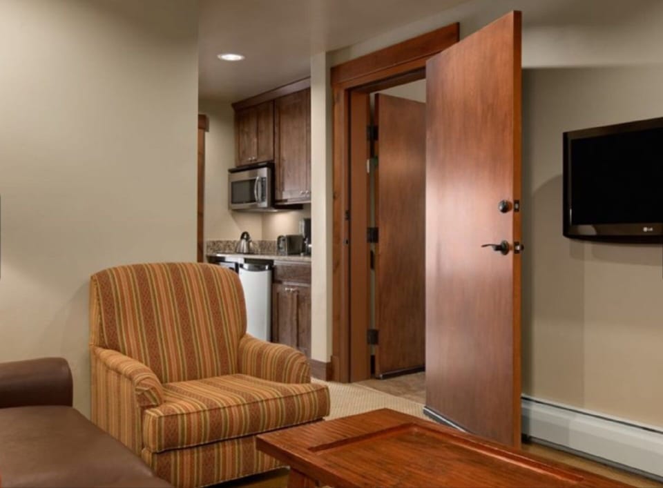 Suite looking from living room to kitchenette