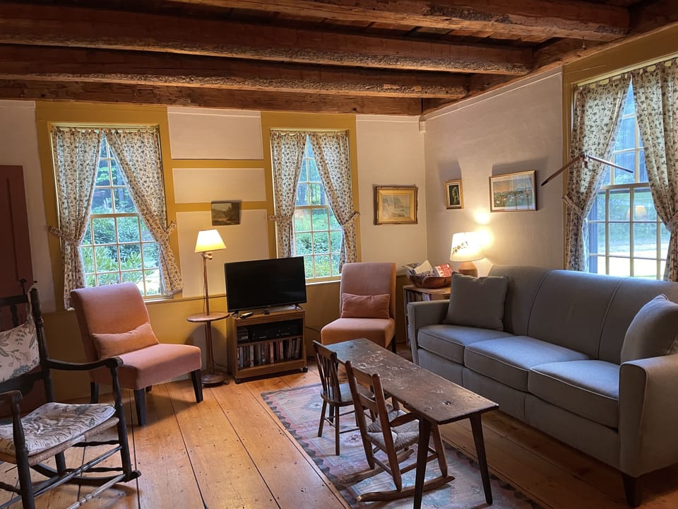 Original beams in living room 