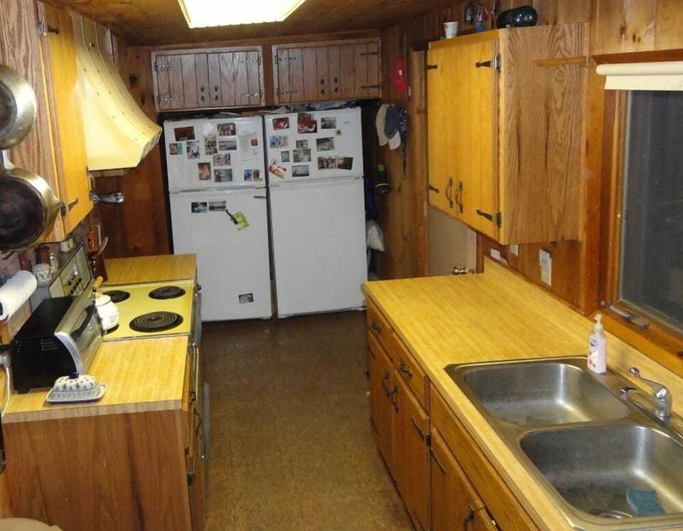 Galley kitchen with TWO refrigerators!