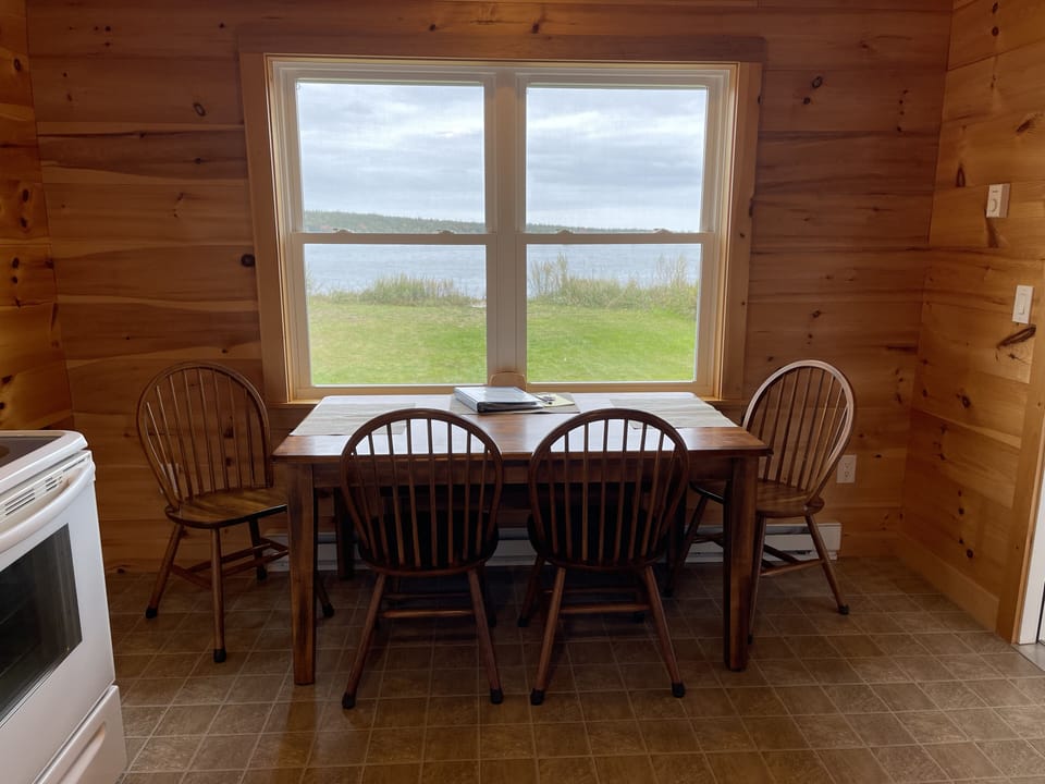 view of the bay from the kitchen table