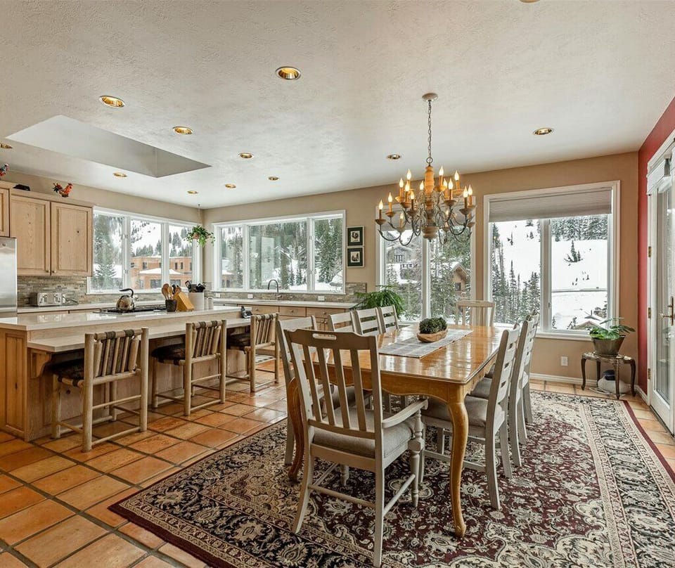 open and bright kitchen and dining room