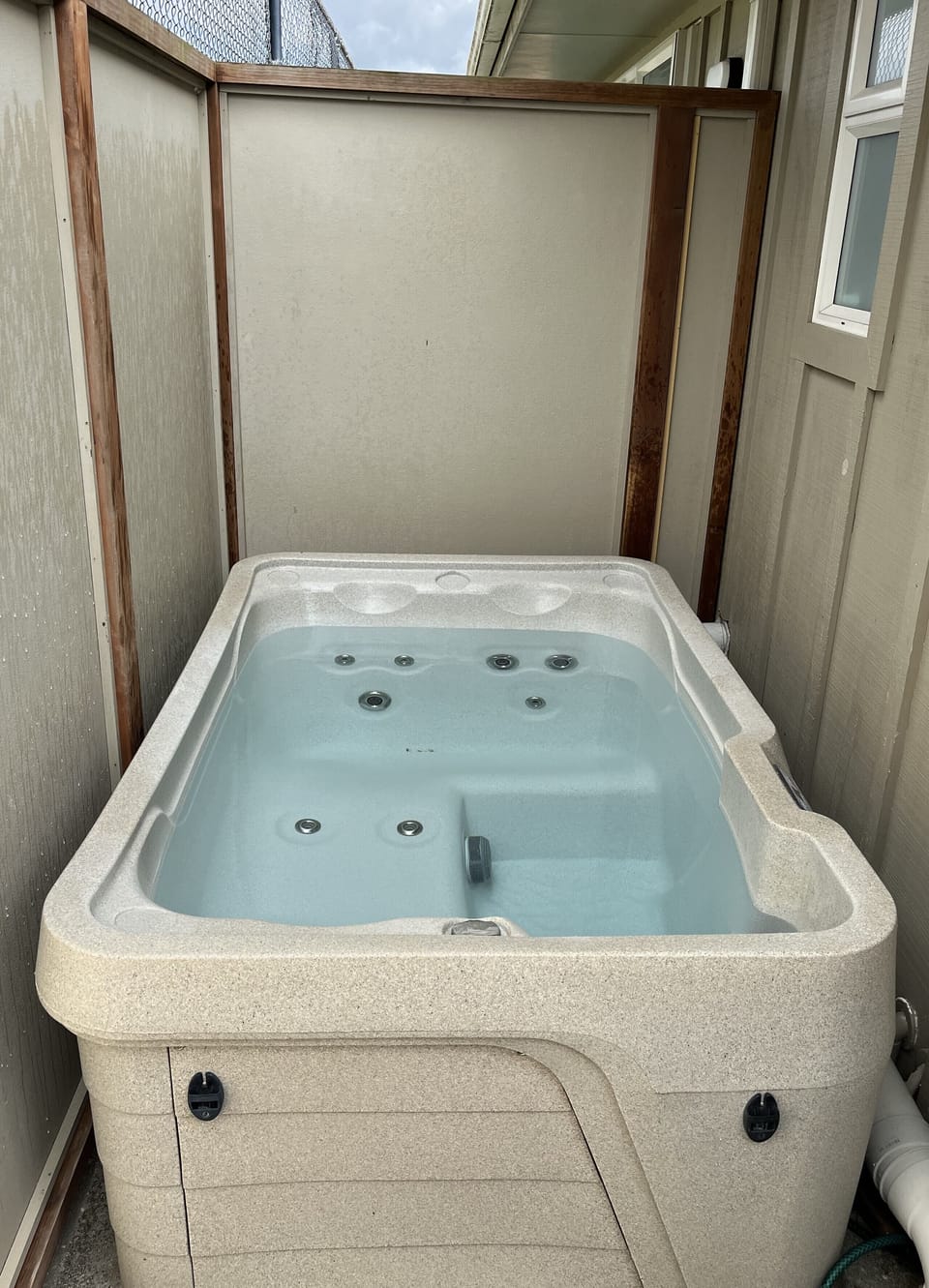 2-person spa pool in private enclosure.  Private outdoor shower here too.