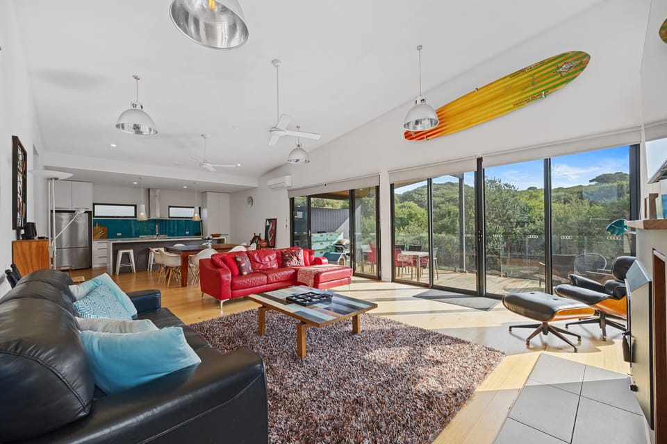 Enormous, light-filled open plan living and dining with an amazing outlook.