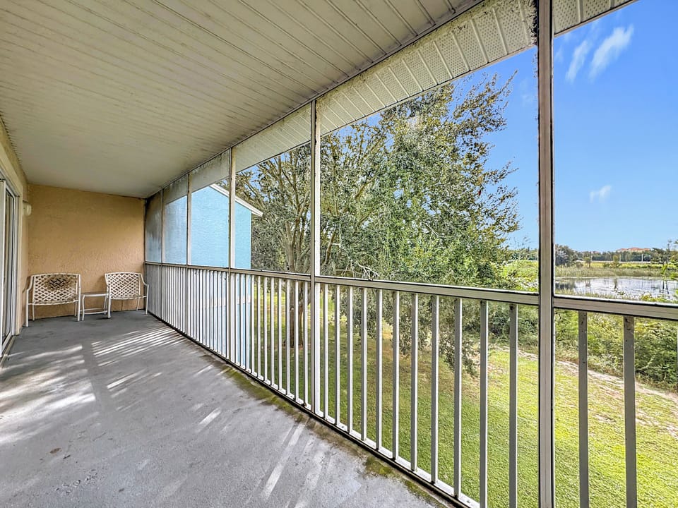 Screened patio with lake view