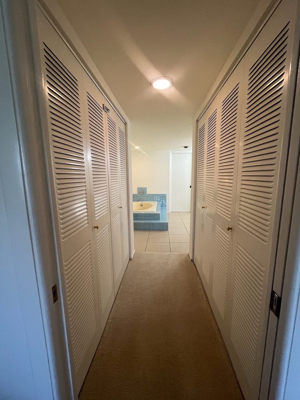 Large closet connected to primary bedroom and bathroom