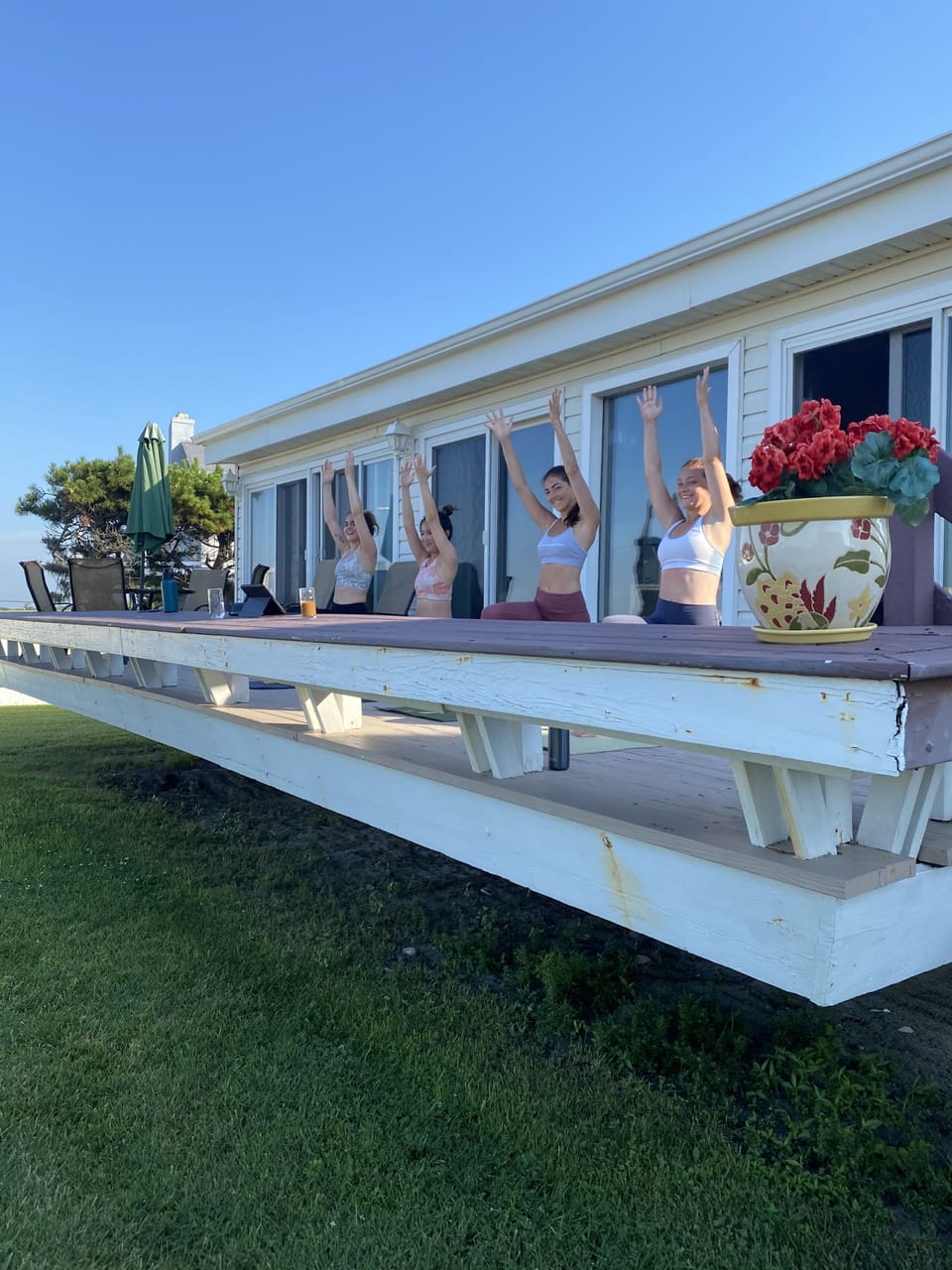 Who wouldn't love doing Yoga on the deck facing the Ocean in the morning?