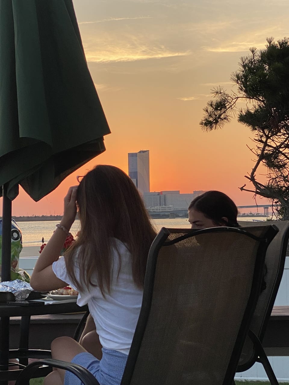 Sunset over the ocean, Borgata and Harrah's!