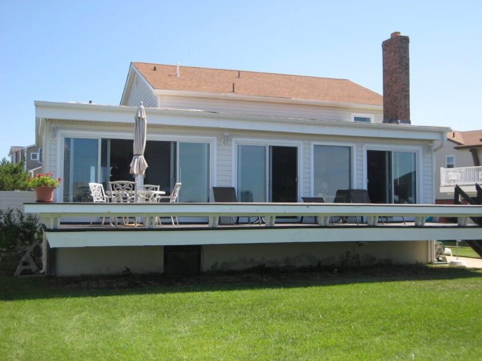 Back Deck outside the family room and master bedroom with views of ocean/inlet