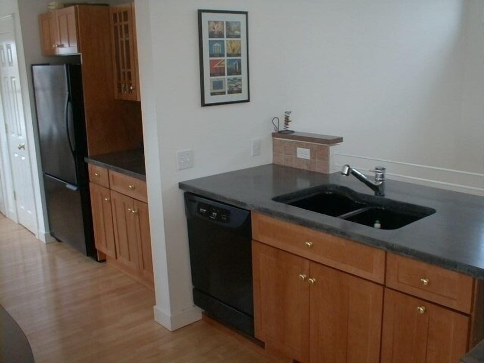Kitchen sink and dishwasher. (Refrigerator replaced 2016)