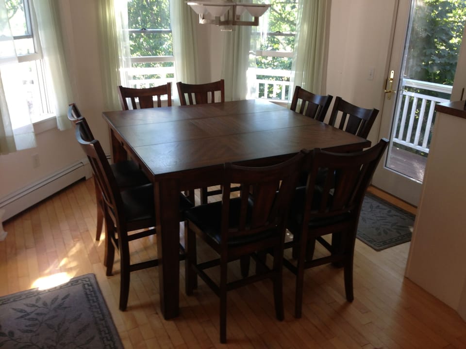Dining area with hi-top table for 8