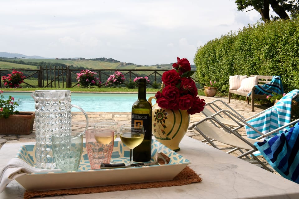 Poolside relaxation with chaise lounges