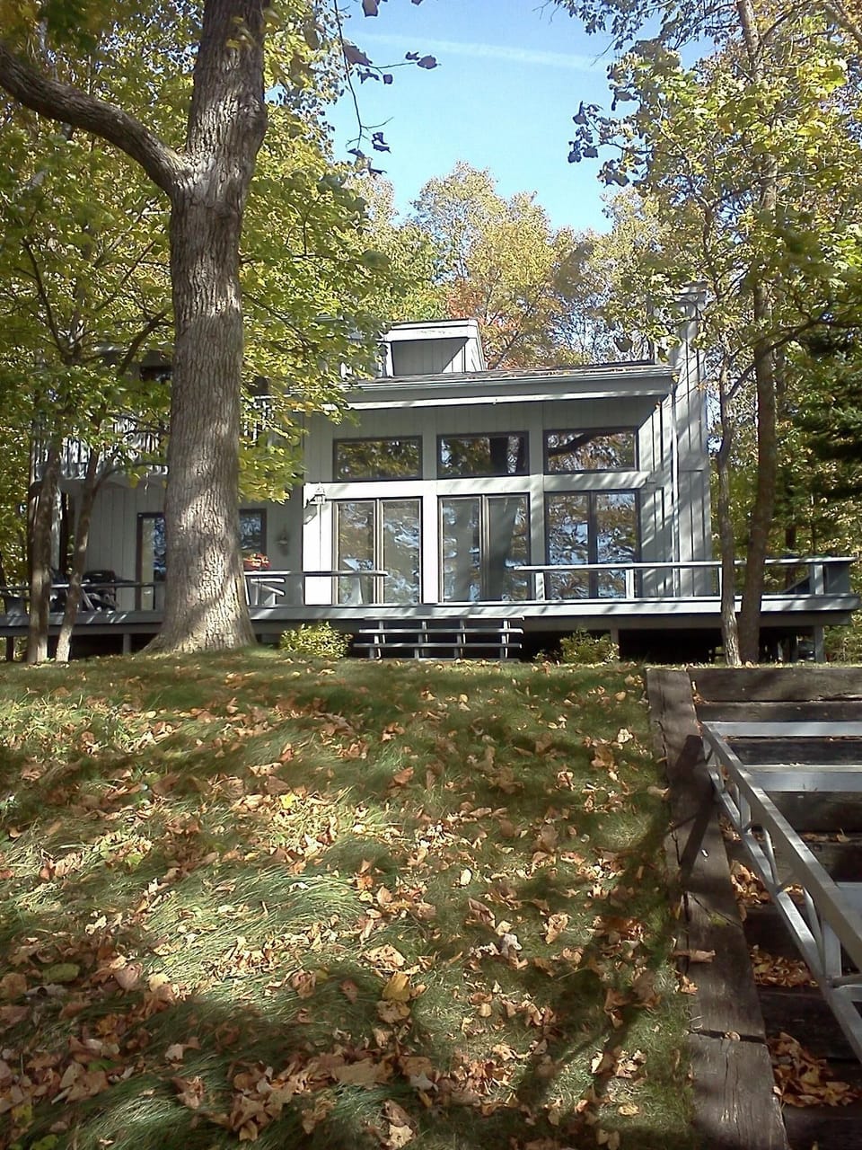 Cabin as you stand on the shoreline