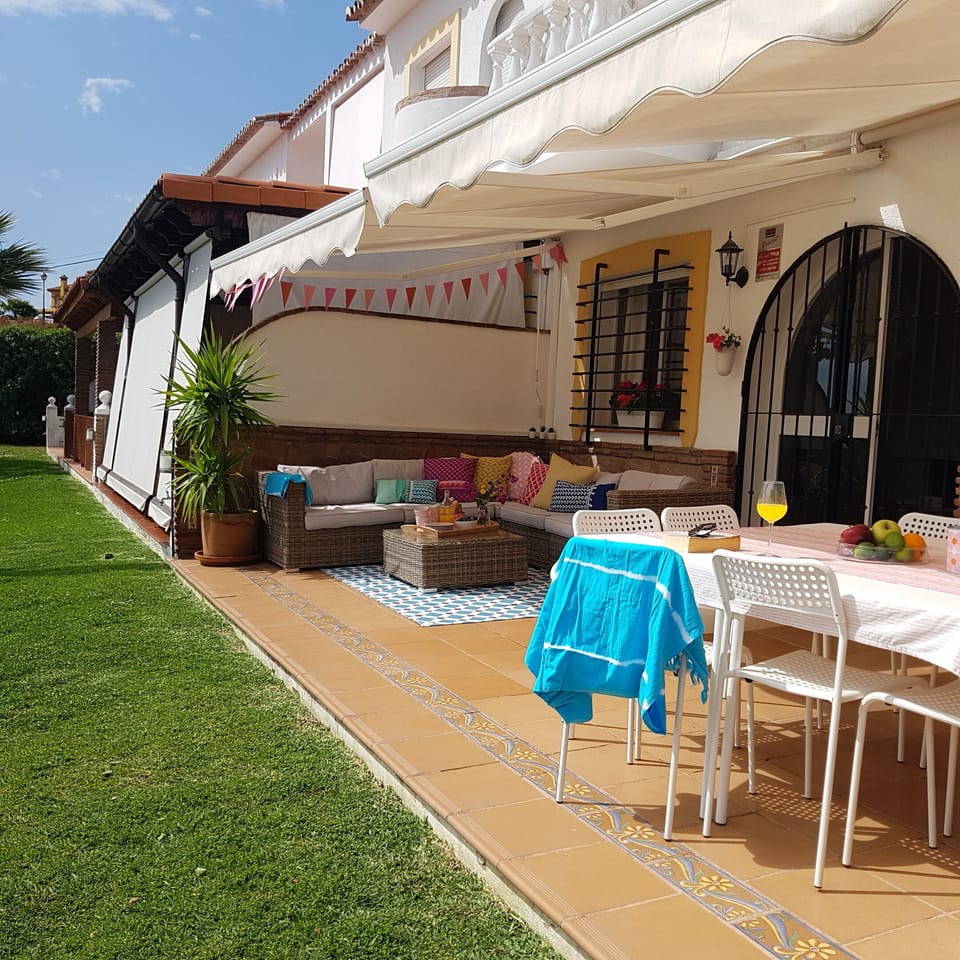 The lovely terrace bathed in sun.