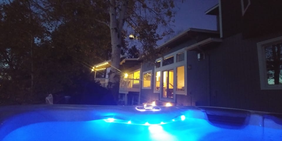 Bullfrog spa in the secluded back patio with incredible mountain views
