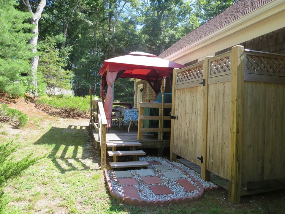 outdoor shower, deck and gazebo 