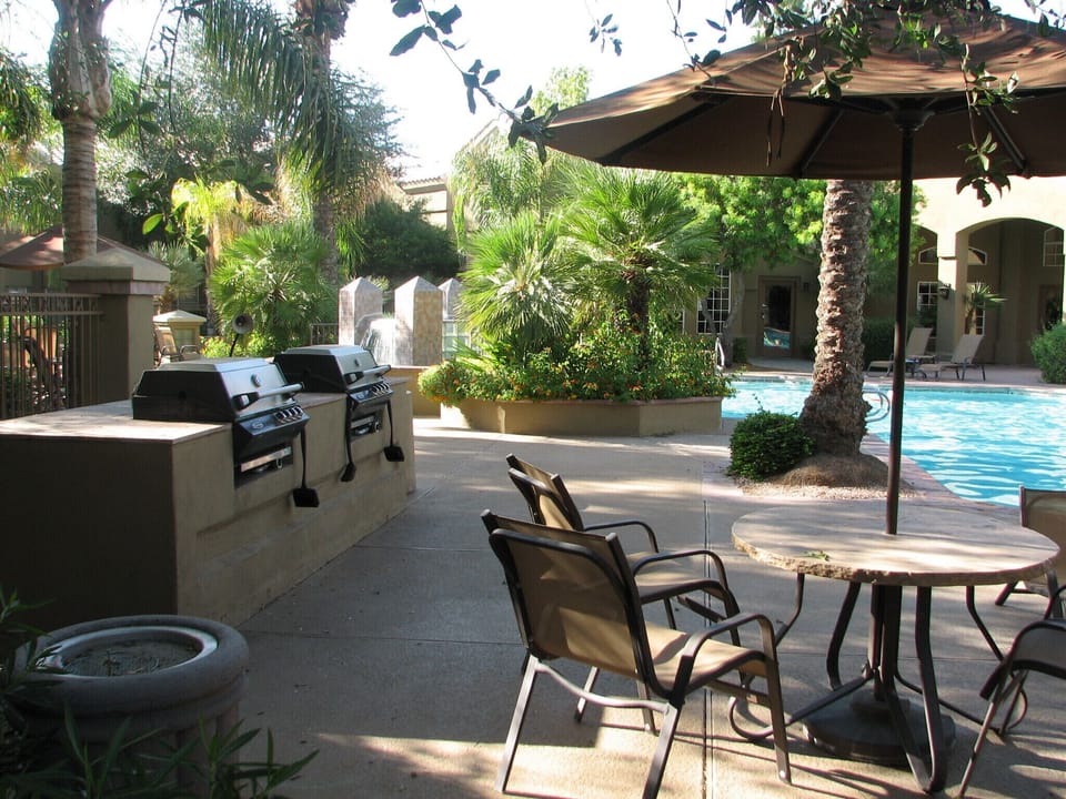 Gas grills, cabanas, lounges and spa all for your enjoyment.