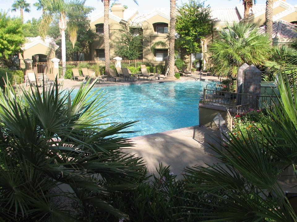Gorgeous resort style pool area. Find sun or shade any time of day.