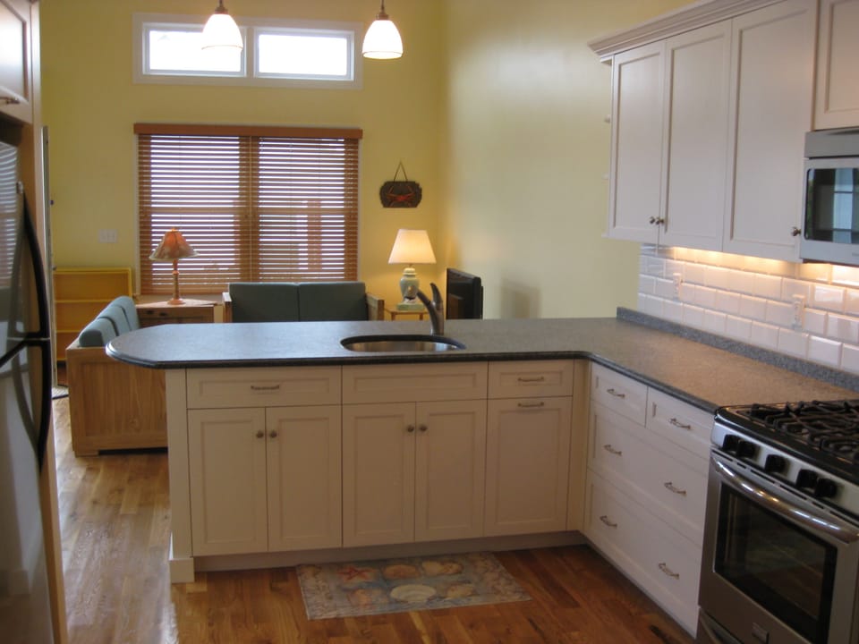 Living Room & Kitchen with Granite Countertop