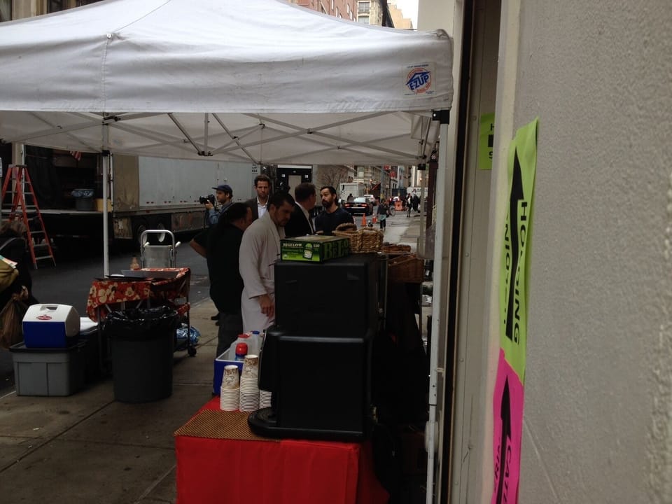 Lunch Break during filming of John Wick with Keanu Reeves outside our door