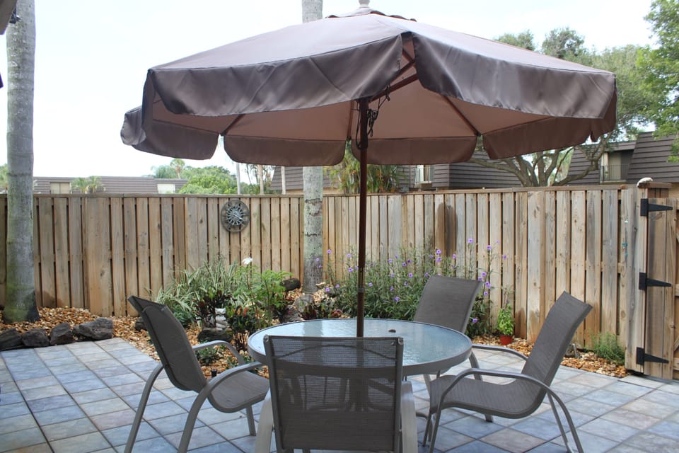 Outdoor, fenced private patio