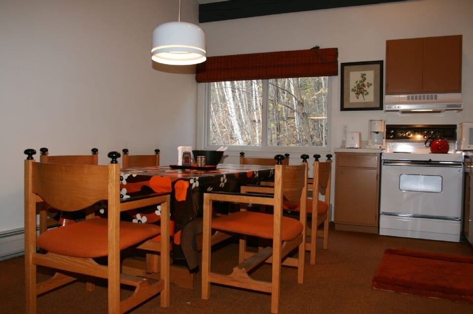 Dining Area. Birch Trees in Background